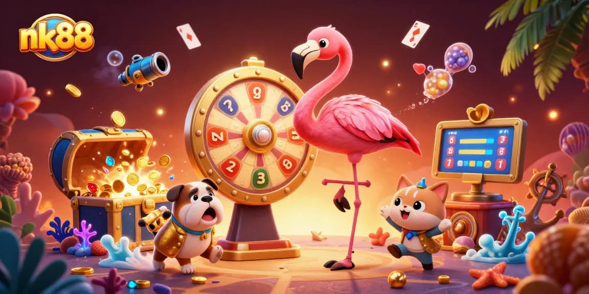 Spin the prize wheel at nk88 while the excited bulldog contestant celebrates winnings!