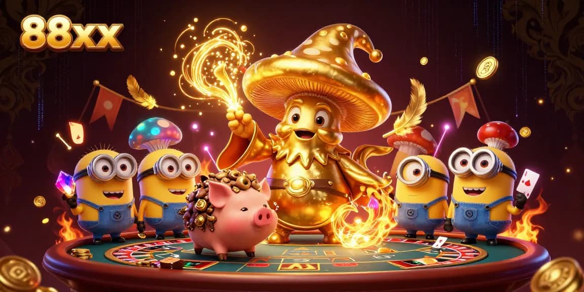 Win exciting rewards at 88xx with our 3D casino illustration showcasing magic and treasures.