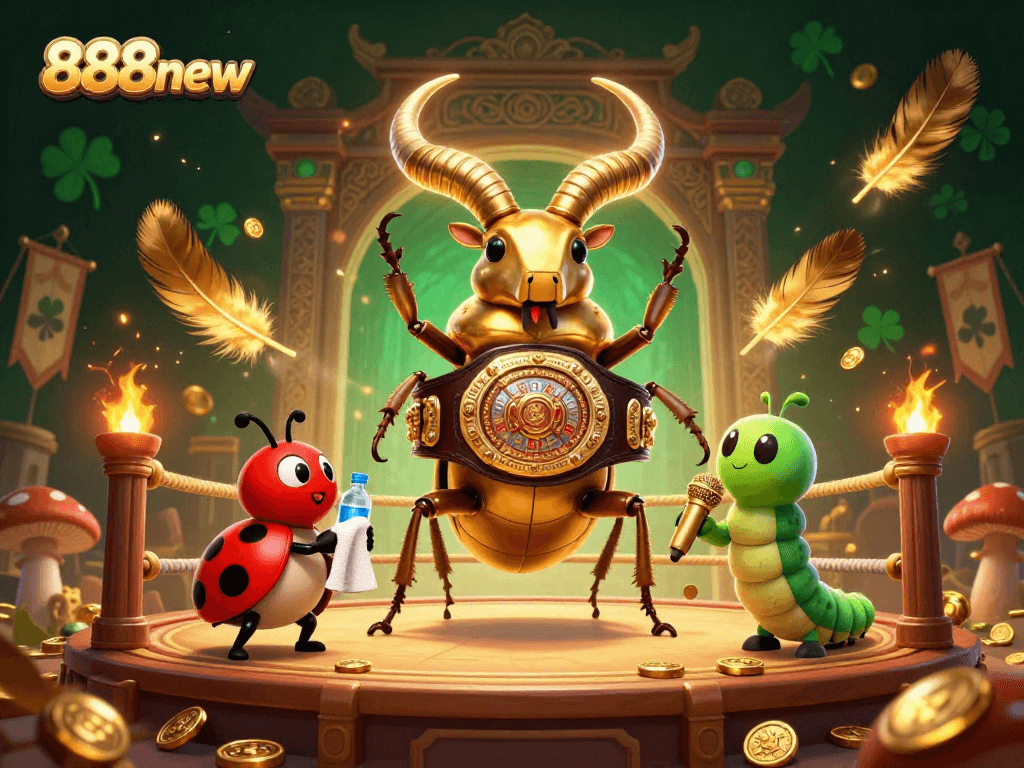 Engage with 888new in an epic casino showdown featuring playful characters and dynamic elements.