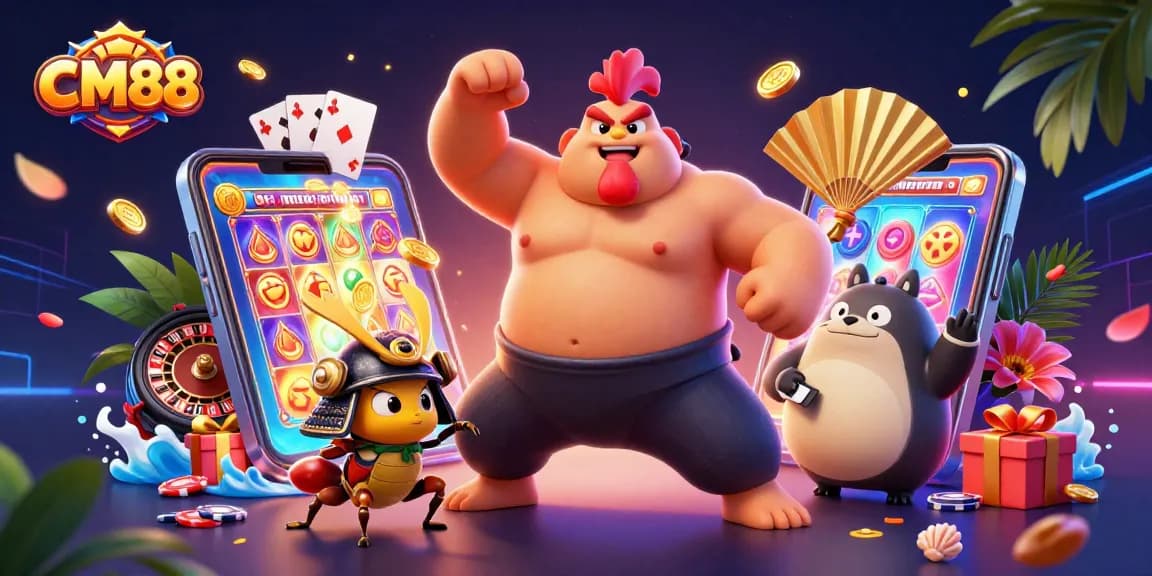 CM88 engages players with thrilling gaming action featuring a sumo rooster, samurai cricket, and tanuki announcer.