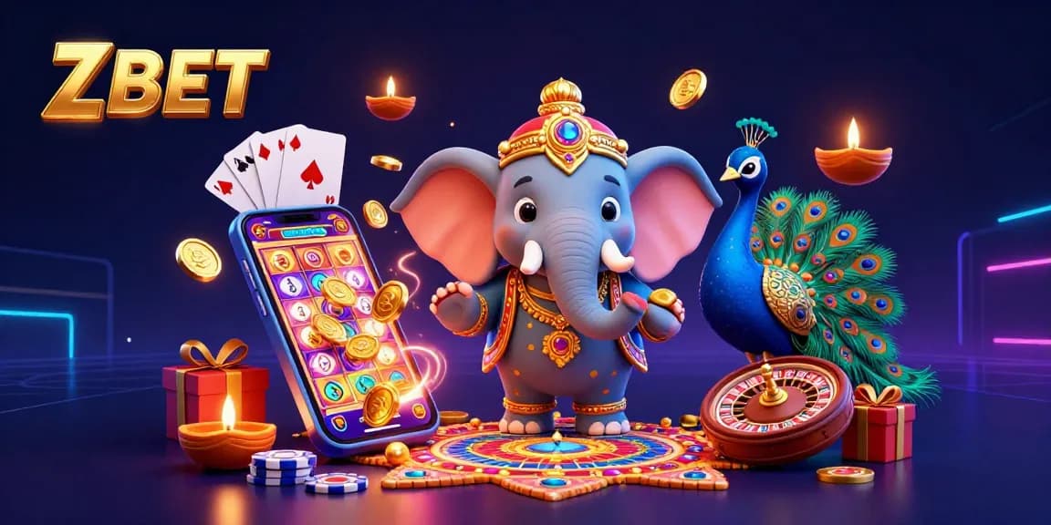 ZBET logo with vibrant casino elements, showcasing dynamic gambling action and colorful designs.