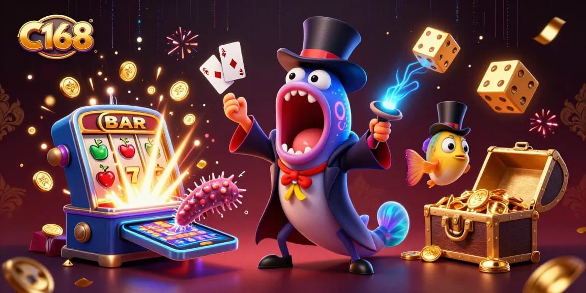 Experience C168 with a magical illustration of sea creatures in a deep-sea casino adventure.