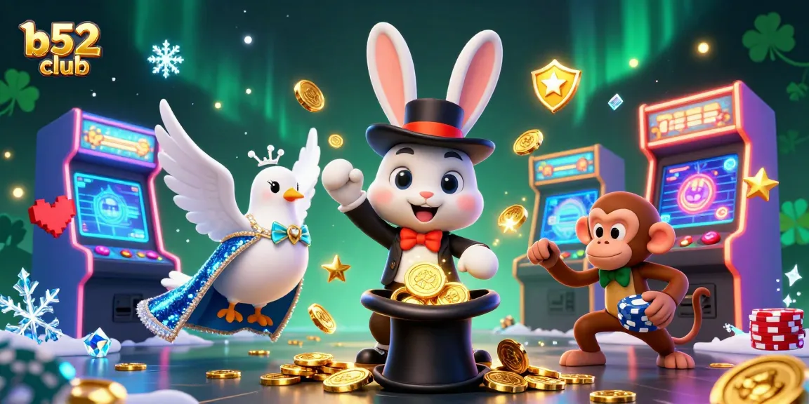 Experience thrilling game night action with b52club's vibrant casino scene featuring enchanting characters and gaming elements.
