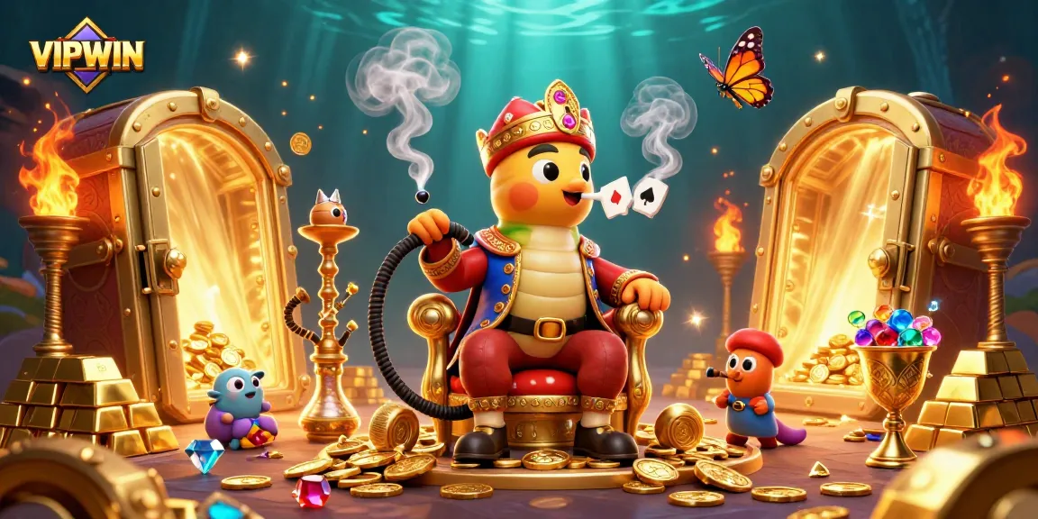 Engage with VIPWIN's thrilling poker games featuring fantastical characters in a vibrant casino scene.