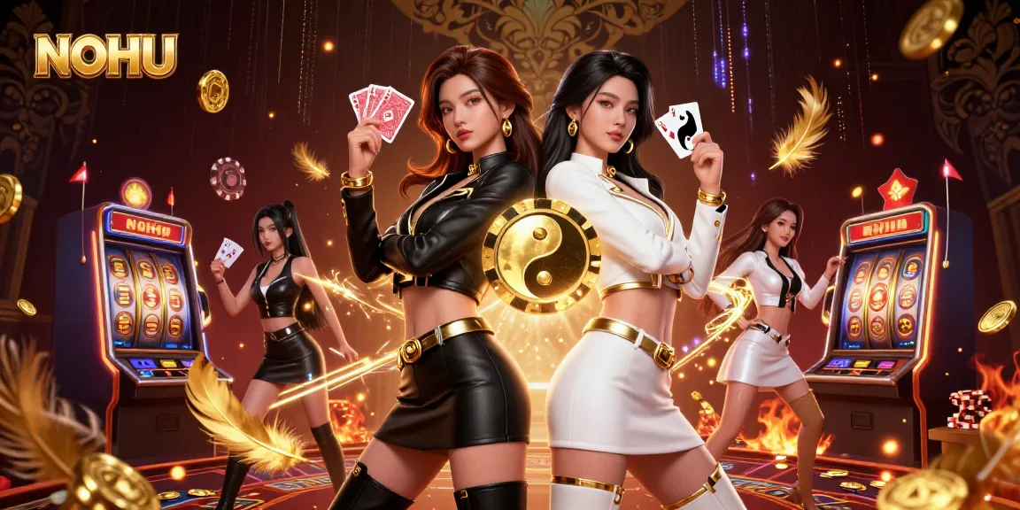 Experience thrilling NOHU gameplay with dynamic slot action and stunning visuals in this vibrant casino scene.