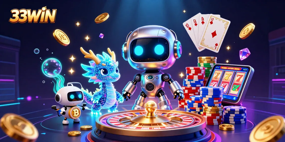 33WIN brings winners excitement with a vibrant 3D illustration of casino games and joyous characters.
