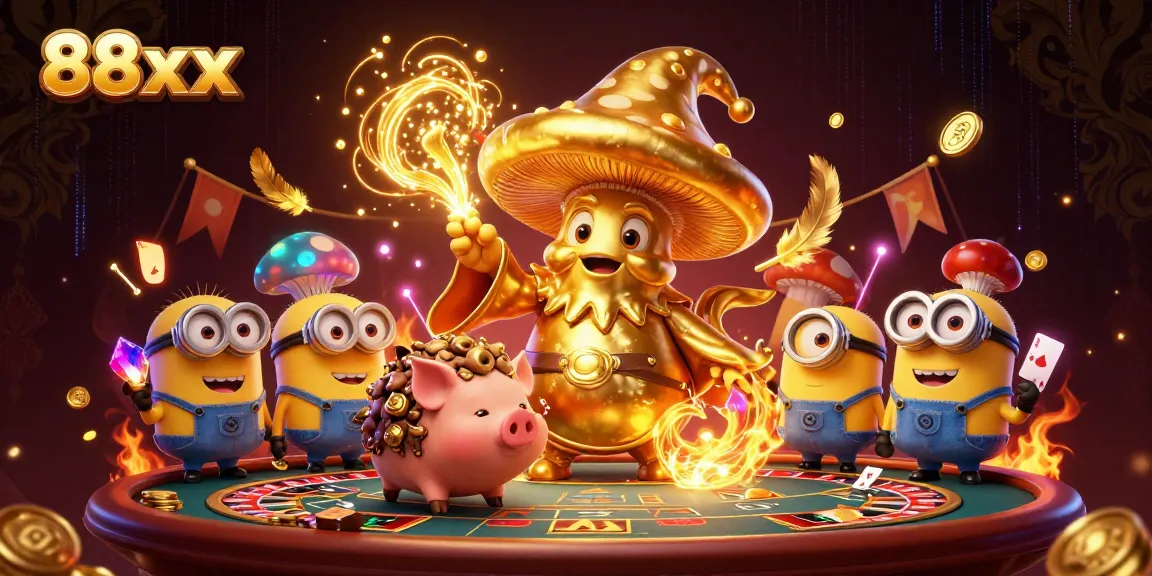 Win exciting rewards at 88xx with our 3D casino illustration showcasing magic and treasures.