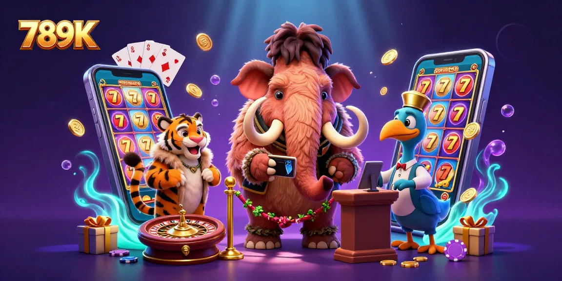 Enjoy vibrant games and jackpots at 789K Casino with a luxurious entrance scene.