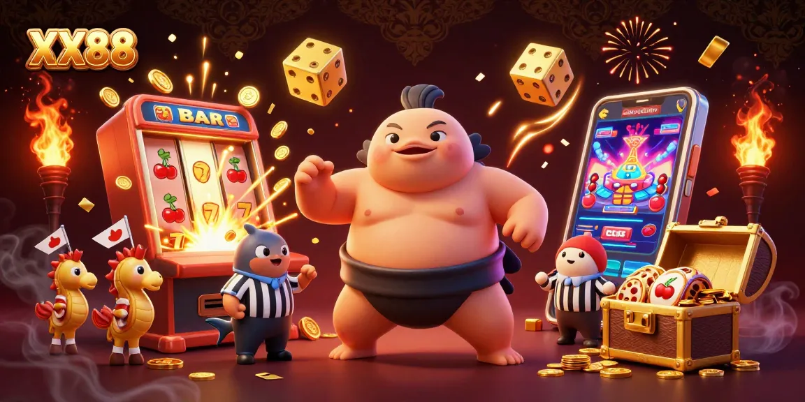 Experience thrilling gameplay at XX88 with vibrant 3D cartoon characters in a lively casino scene.