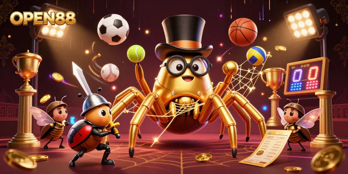 Experience thrilling sports betting at OPEN88 with our dynamic casino illustration of action and excitement.
