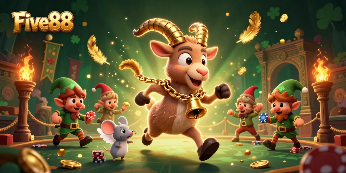 Participate in thrilling gaming action at Five88's vibrant casino, featuring entertaining characters and dynamic atmosphere.