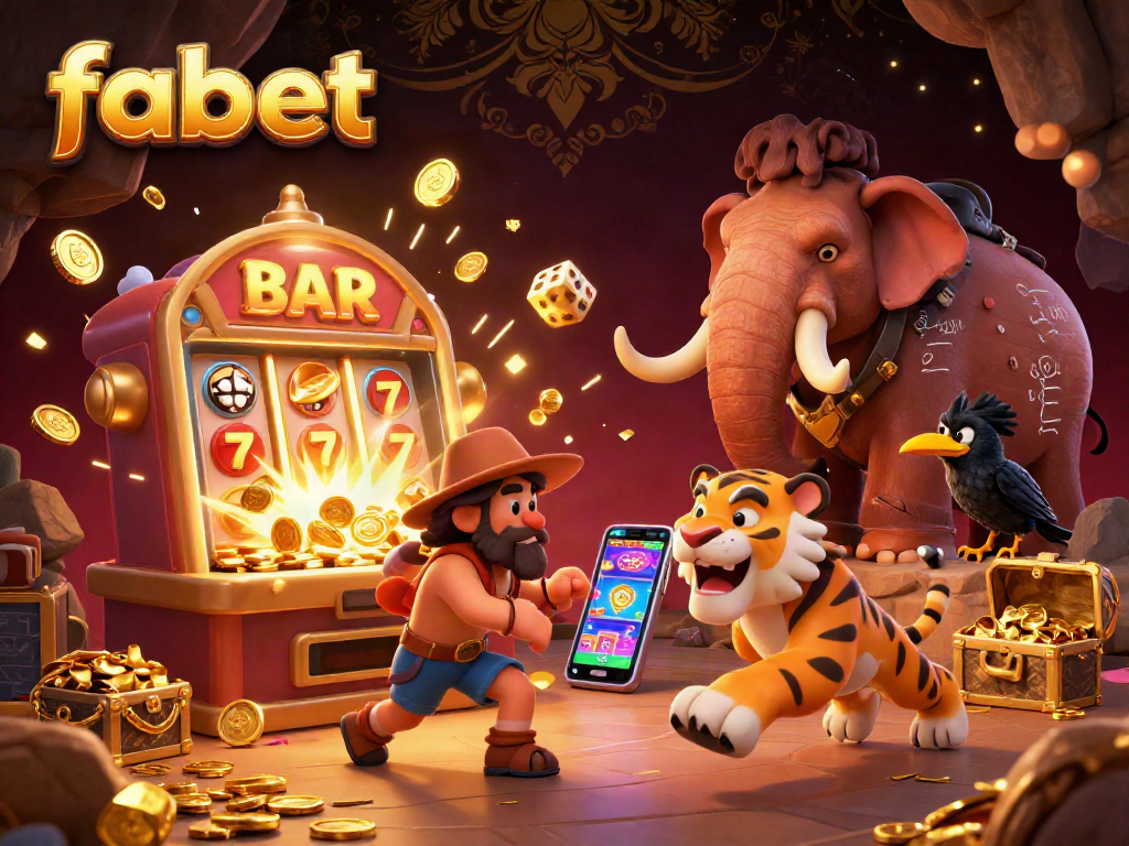 Experience fabet's thrilling prehistoric casino with vibrant characters and exciting game elements.