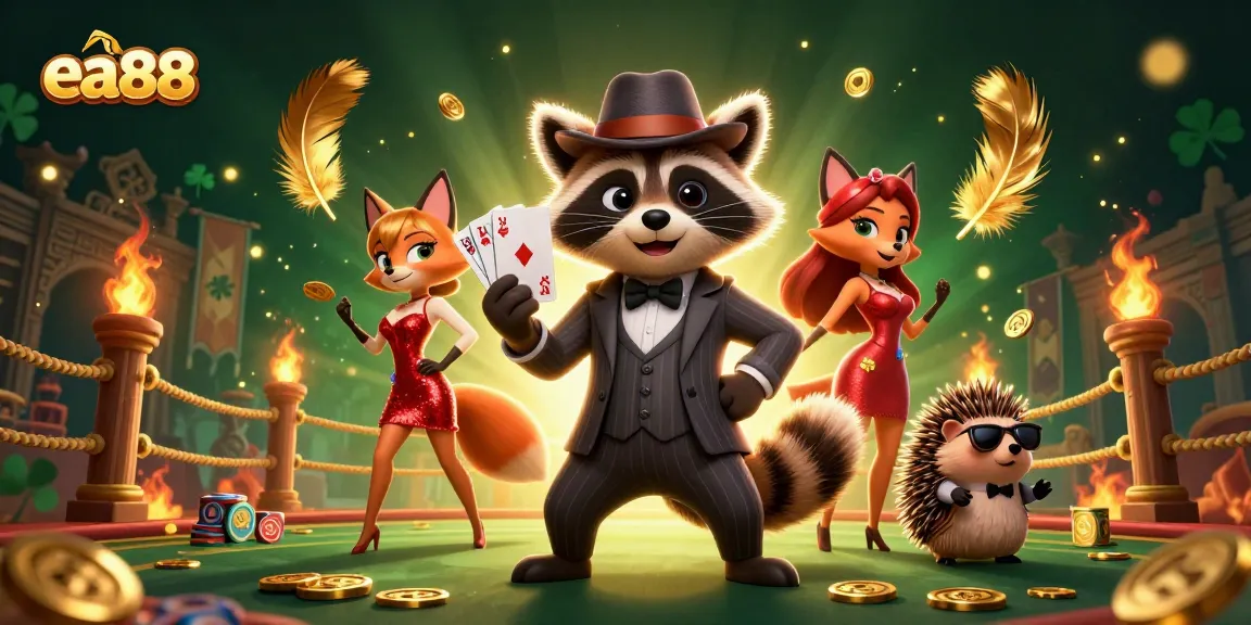 Experience thrilling excitement with ea88 at a vibrant casino scene featuring charming characters and rich details.