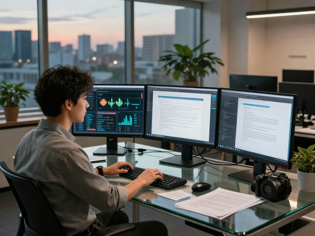 Professional document fraud detection analysis with advanced technology in a modern office.