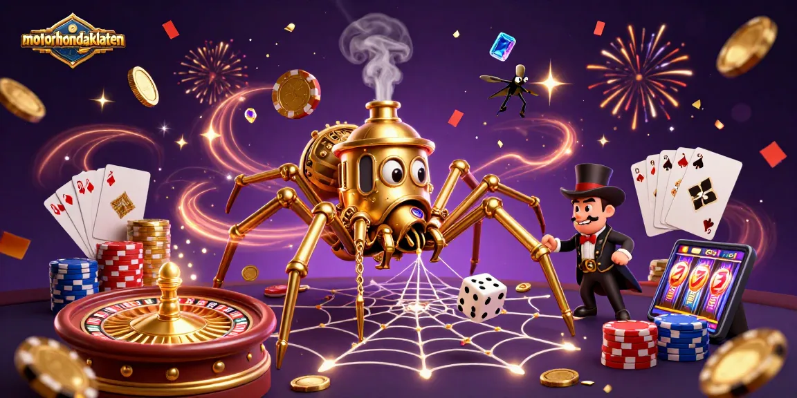 Win big with motorhondaklaten's golden spider and casino-themed treasures.
