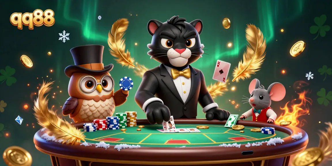 Engage with vibrant QQ88 poker action featuring stylish characters and exciting casino elements.