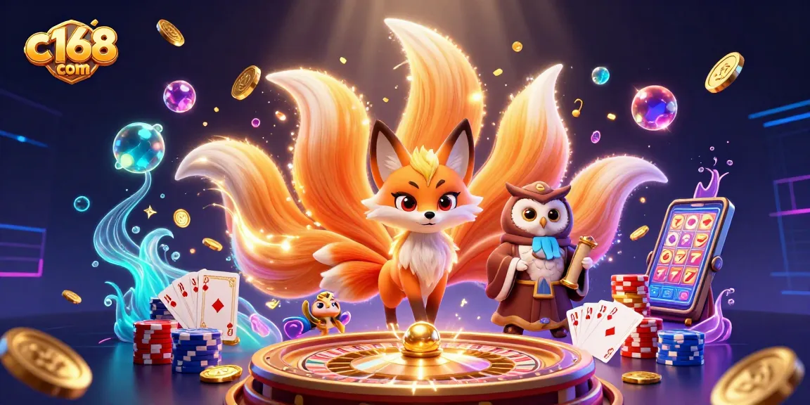 Experience thrilling action at c168 com with vibrant characters, games, and excitement in this unique casino illustration.