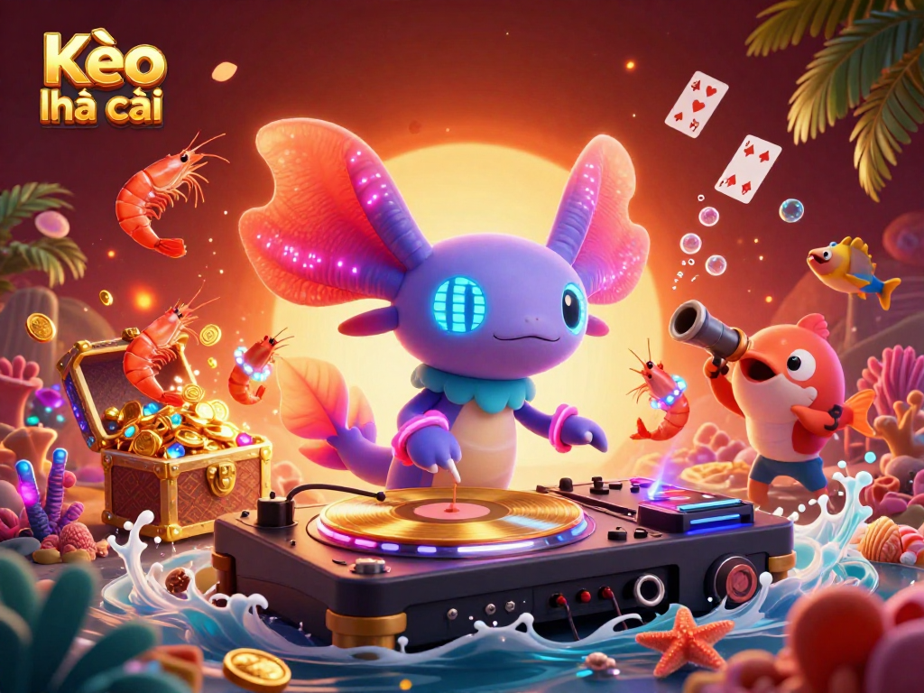 Celebrate big wins with Kèo nhà cái in a vibrant underwater scene featuring game characters and gold treasures.