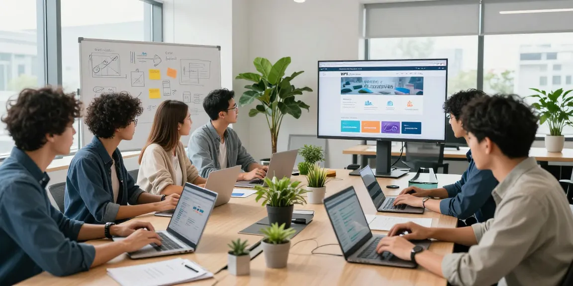 Dynamic team collaboration at the WPS Official Website in a modern office setting, showcasing productivity.