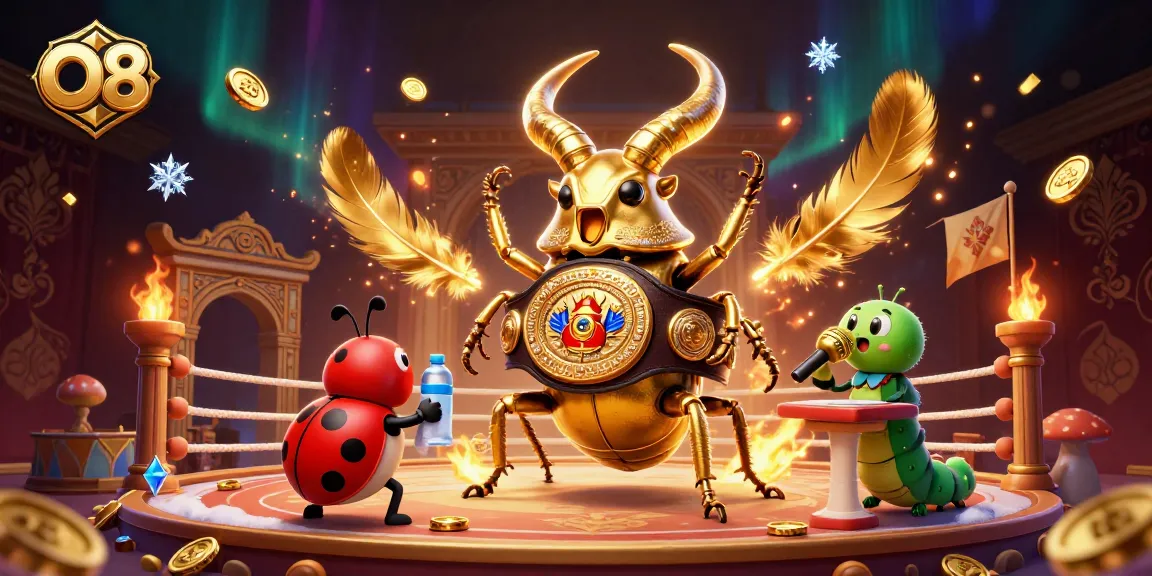 O8 showcases an epic gambling showdown featuring a giant stag beetle champion and rich casino elements.