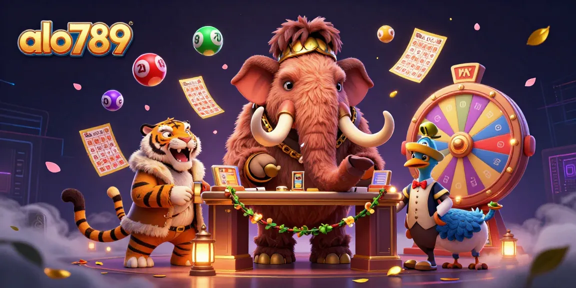Experience the excitement of lottery games with alo789's vibrant and engaging casino scene featuring unique characters.