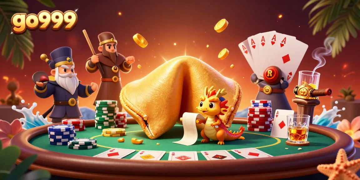 Play exciting games at go999 with poker chips and golden dragon in rich casino scene.