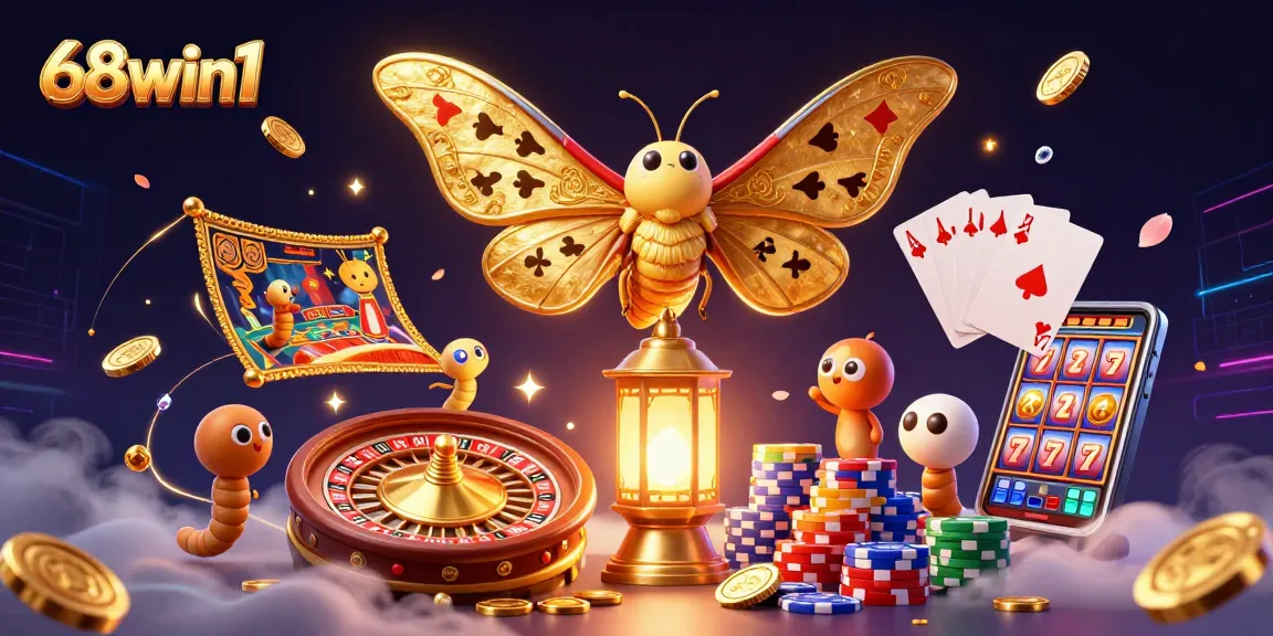 Delve into 68win1’s thrilling gaming world with an enchanting illustrative scene of casino adventures.