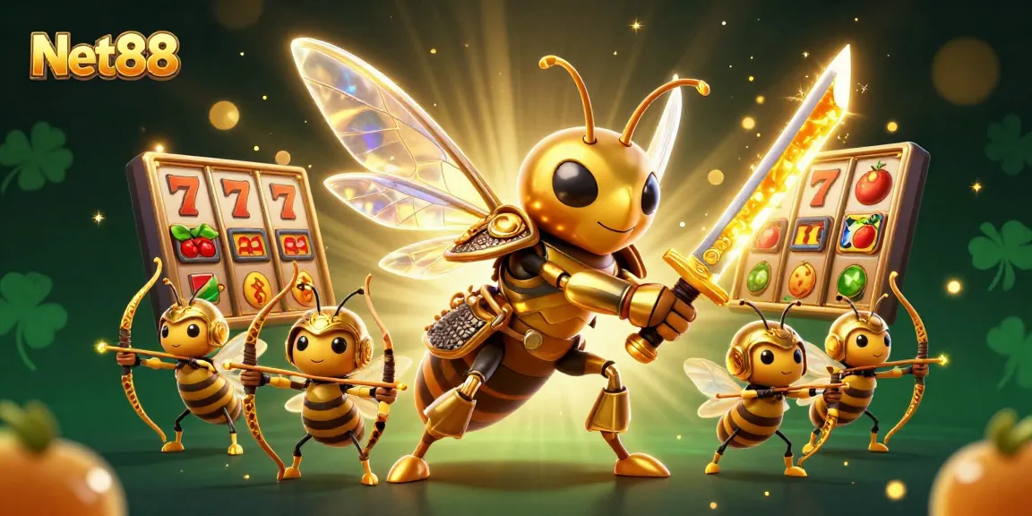 Experience thrilling gameplay with Net88 in an exciting 3D illustration featuring jackpots and lucky symbols.