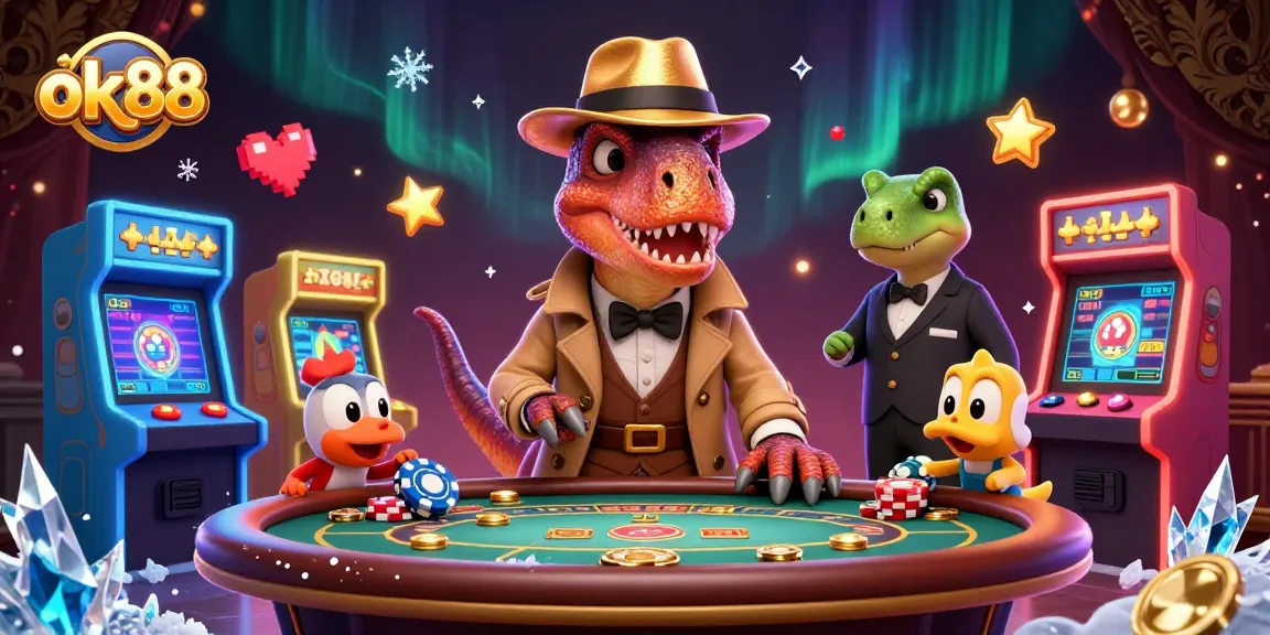 Experience the excitement of ok88 with a velociraptor card counter and a stegosaurus pit boss at a blackjack table.