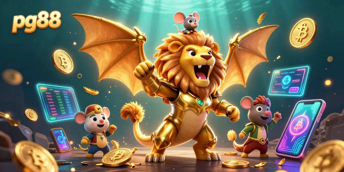 Experience excitement with pg88 featuring a chimera creature in golden armor amidst vibrant casino elements.