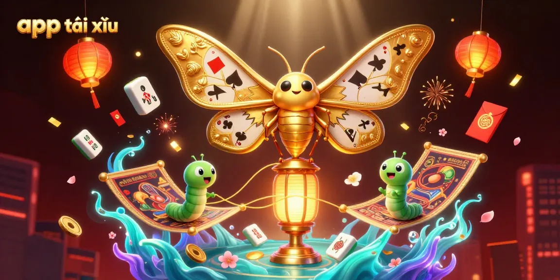 Engage with the app tài xỉu illustrated scene featuring dynamic gambling elements and vibrant casino visuals.