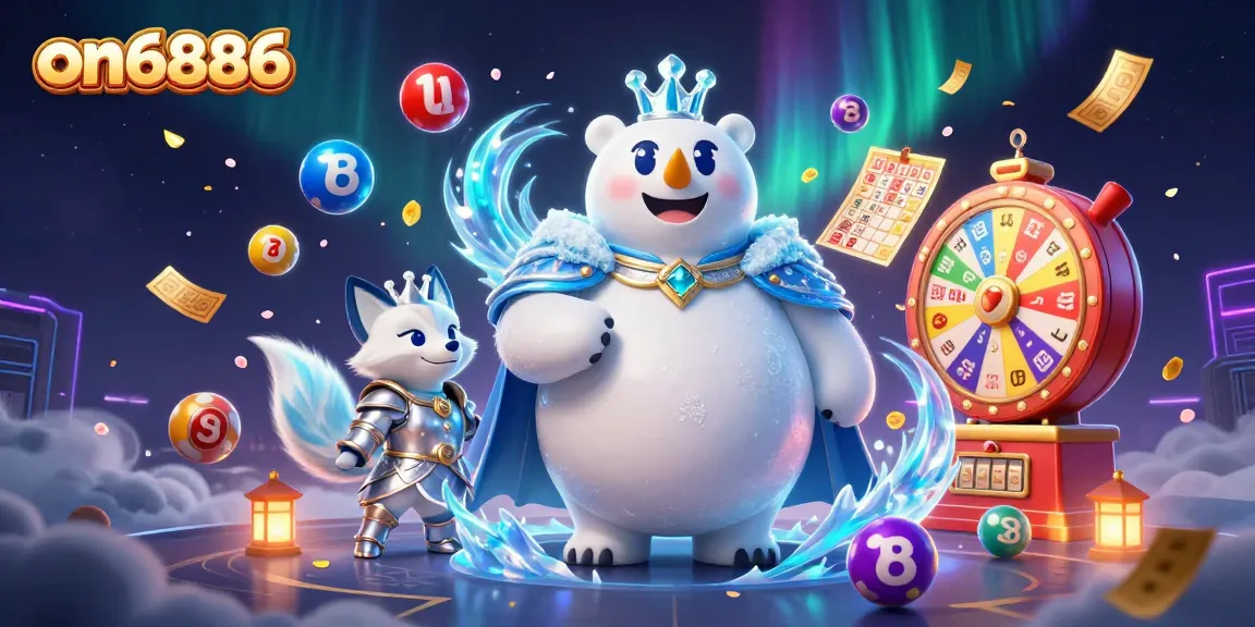 Engage with the exciting lottery experience of on6886 as balls bounce around a lively casino scene.