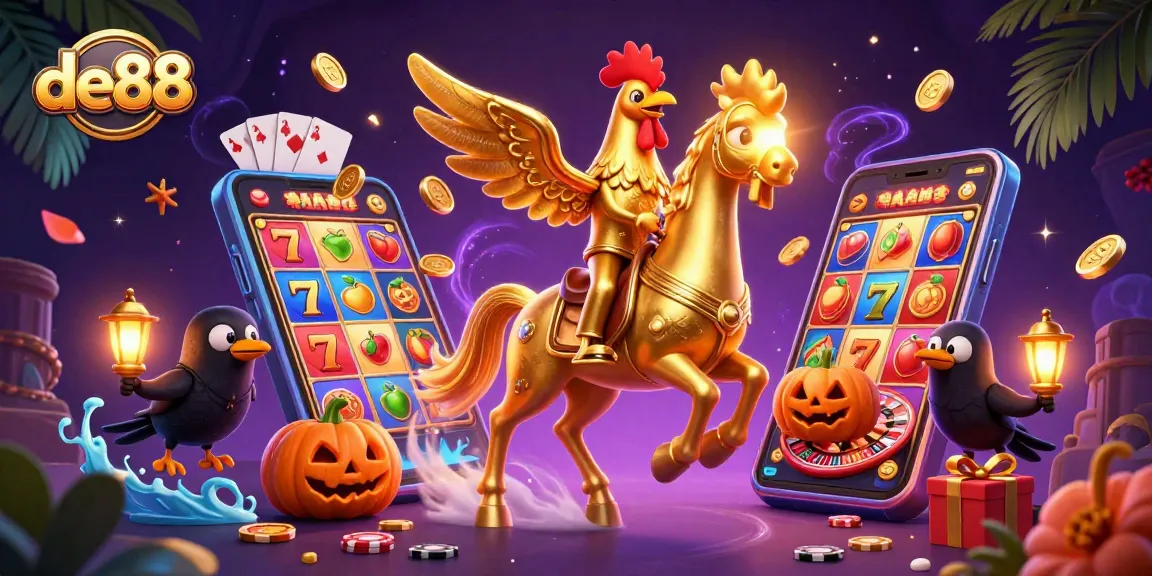 Experience thrilling action with de88's immersive casino adventure featuring a golden rooster.