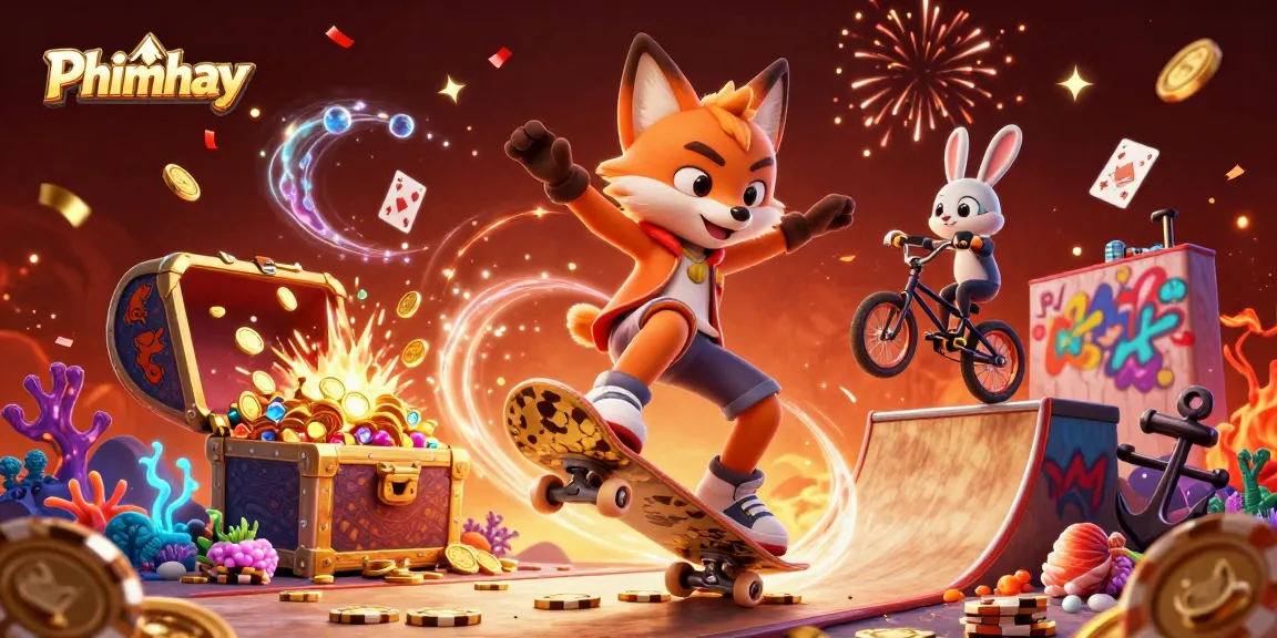 Phimhay players celebrate wins with vibrant casino visuals and animated characters in a rich 3D style.